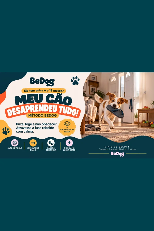 Capa do curso Meu Cão Desaprendeu Tudo! — Método BeDog