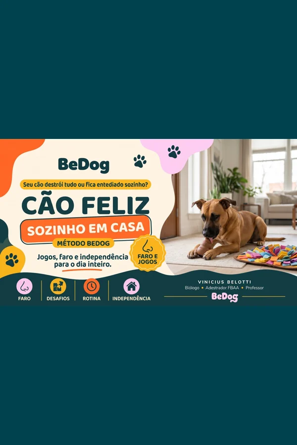 Capa do curso Cão Feliz Sozinho em Casa — Método BeDog