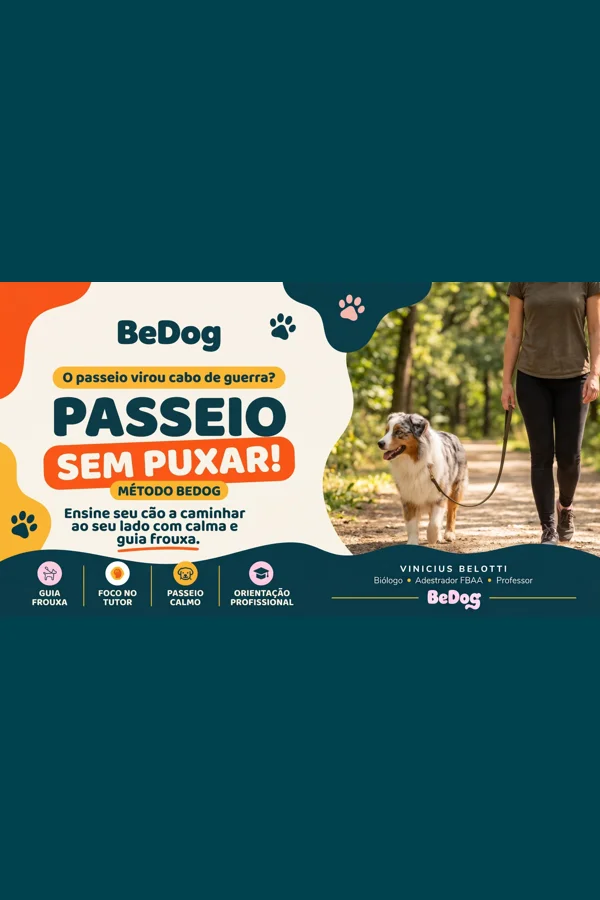 Capa do curso Passeio sem Puxar — Método BeDog